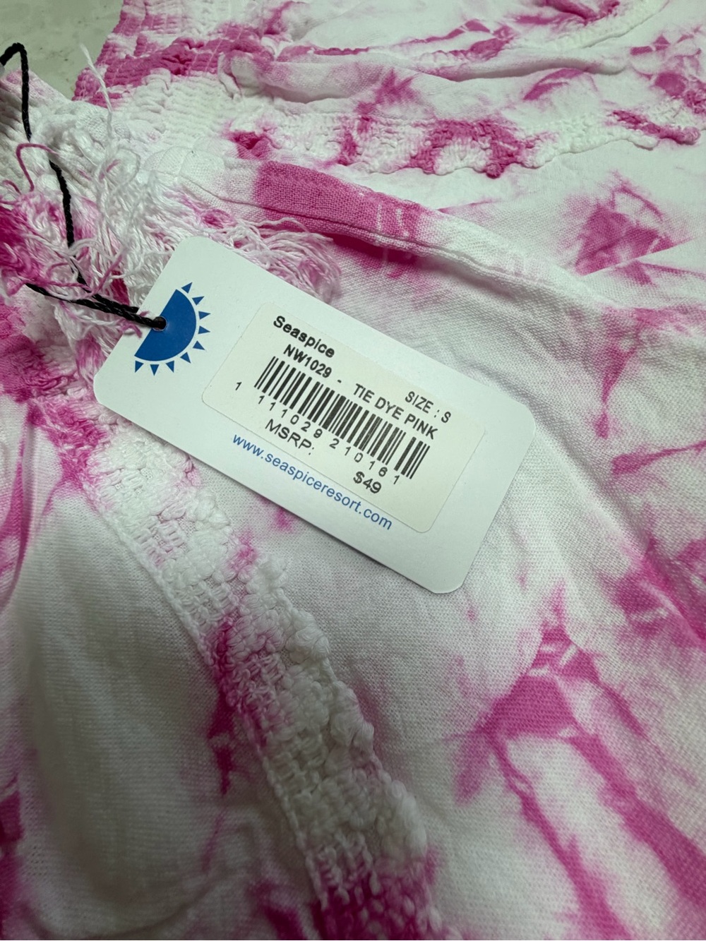 Women's Pink Tie-Dye Linen Blend Shorts with Drawstring Waist Seaspice small new - Picture 5 of 6